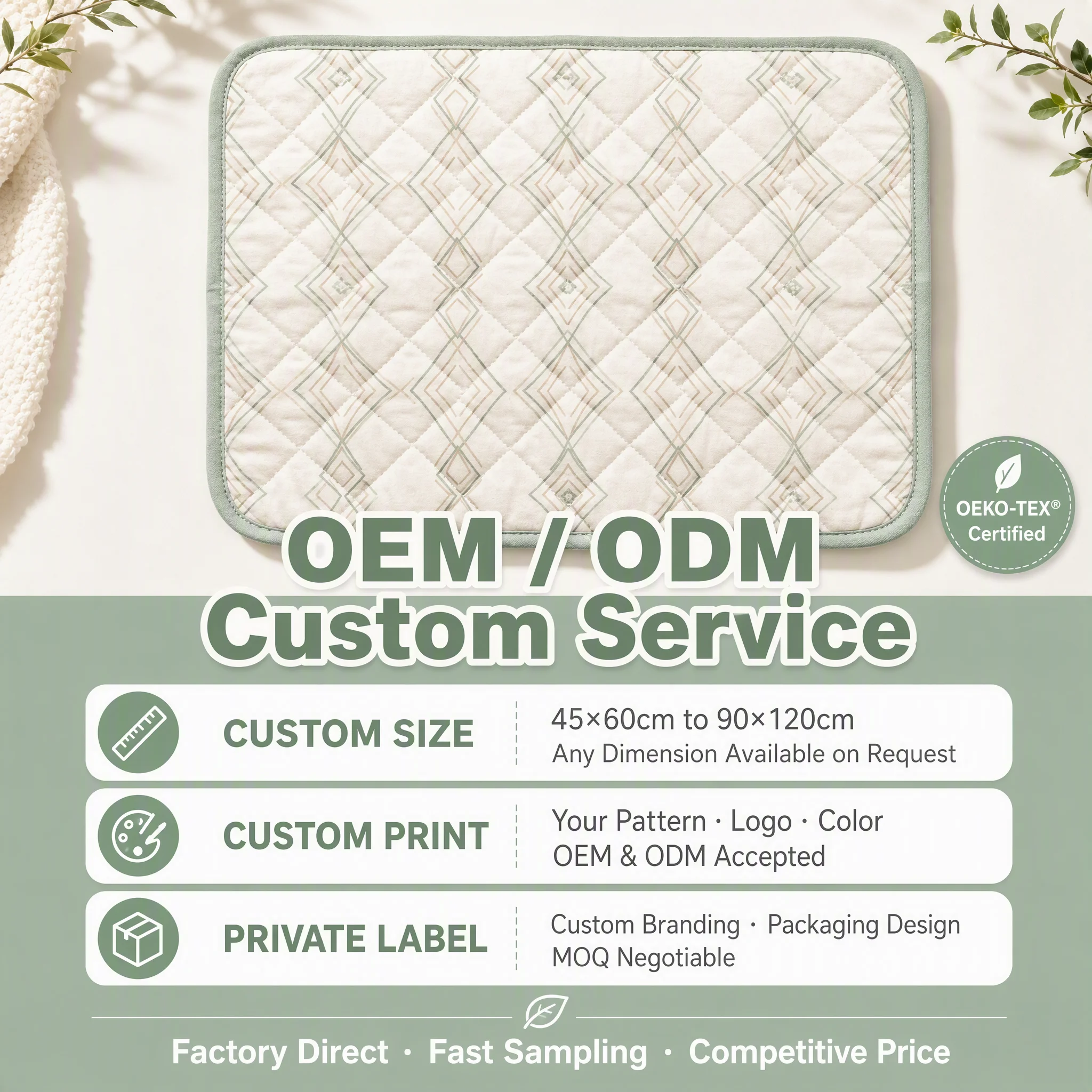 Minimalist Geometric Print Quilted Pet Mat — Product details 9
