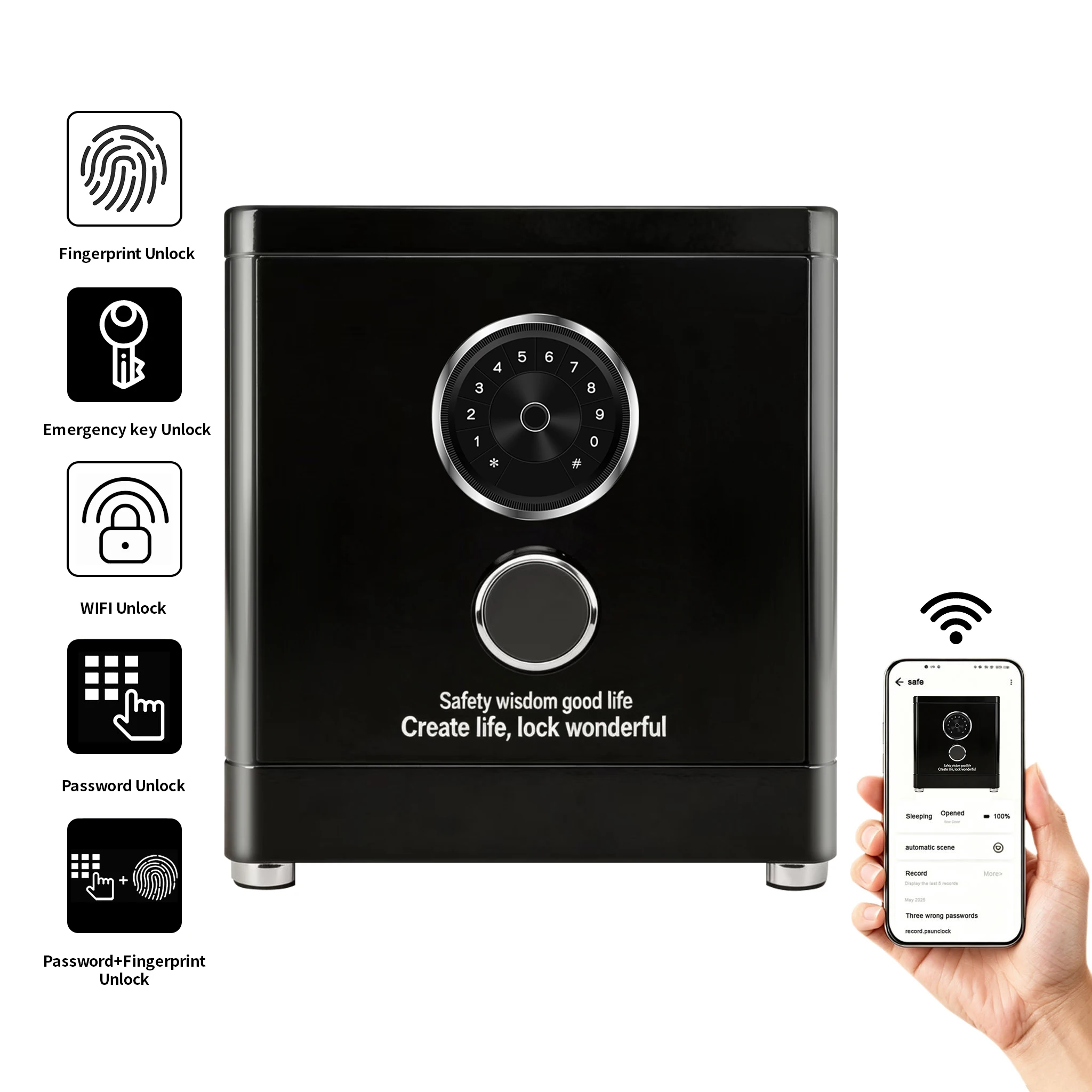F1-450 CEQSAFE Safe Manufacturer Smart Face Recognition Money Storage TUYA APP WIFI Password Box Safe