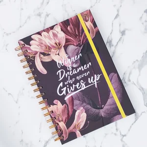 2026 Custom A5 Notebook Handmade Undated Weekly Monthly Daily Planner with Gold Spiral Journal Elastic Band and Paper Cover