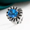 adjustable size Blue pointed crystal ring