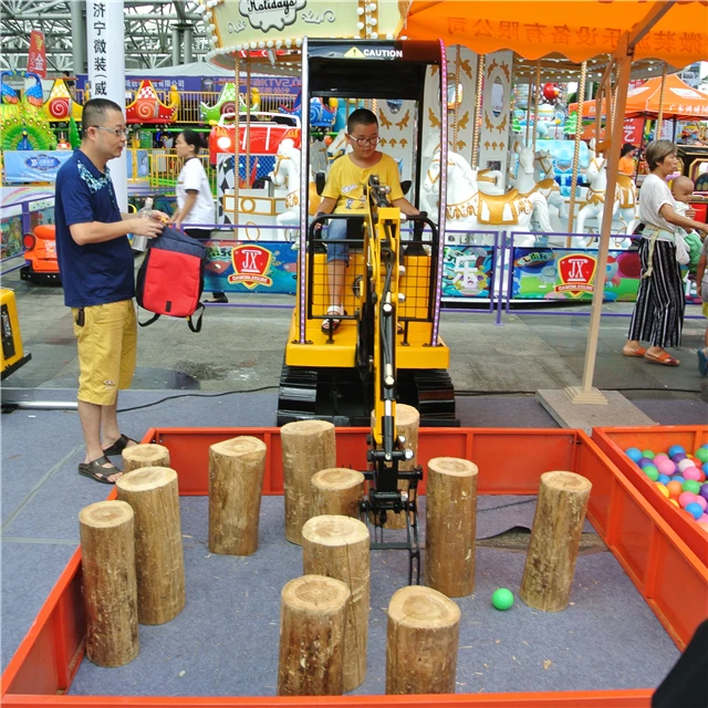 Yellow Mini Electric Coin-Operated Metal Crane for Children Indoor Timber Grab & Excav for Adventure Parks & Trampoline Parks
