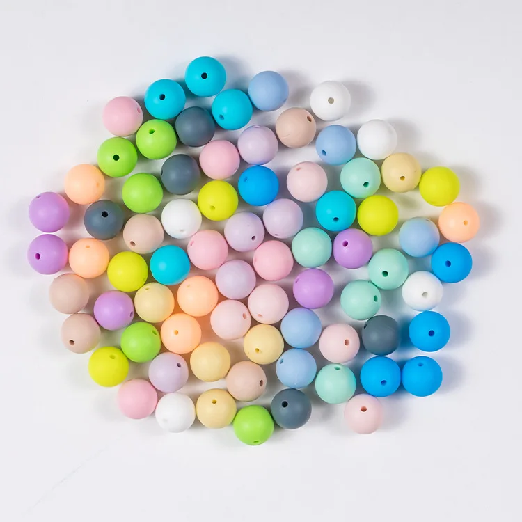 Silicone Beads 15mm Baby Teething Beads Baby Teether Safe Food Grade  Nursing Chewing Round Silicone Beads