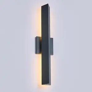 20W LED Outdoor Wall Light IP65 Waterproof  Warm White Black Aluminum Frosted Glass Wall Mounted Porch Light for Garage Patio En