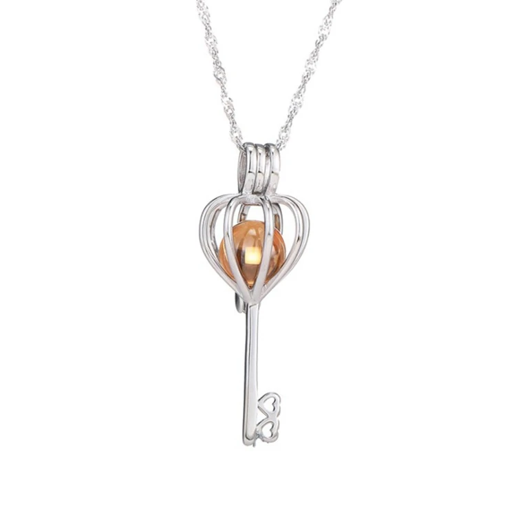 Wholesale Love Wish Pearl Jewelry S925 Locket Sterling Silver Key Heart  Cage Pendant Cages For Pearls - Buy Pearl Cages,Cages For Pearls,Sterling