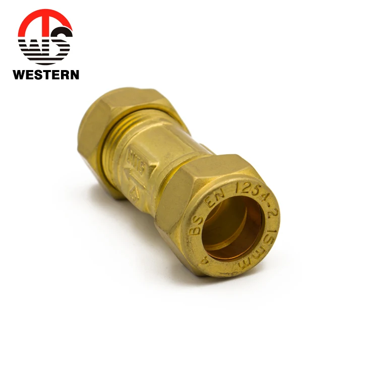 Small One-Way Check Valve Brass Spring Double for Air Compressor Manual Power British Standard Compression End for Water Media