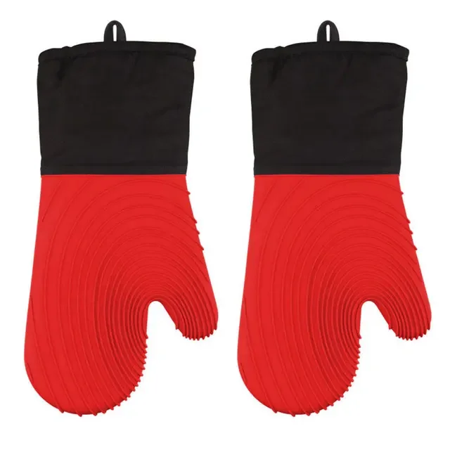 Novelty Design Dotted Kitchen Cotton Double-Layer BBQ Grill Heat Resistant Food Grade Silicone Customized Oven Mitts Gloves