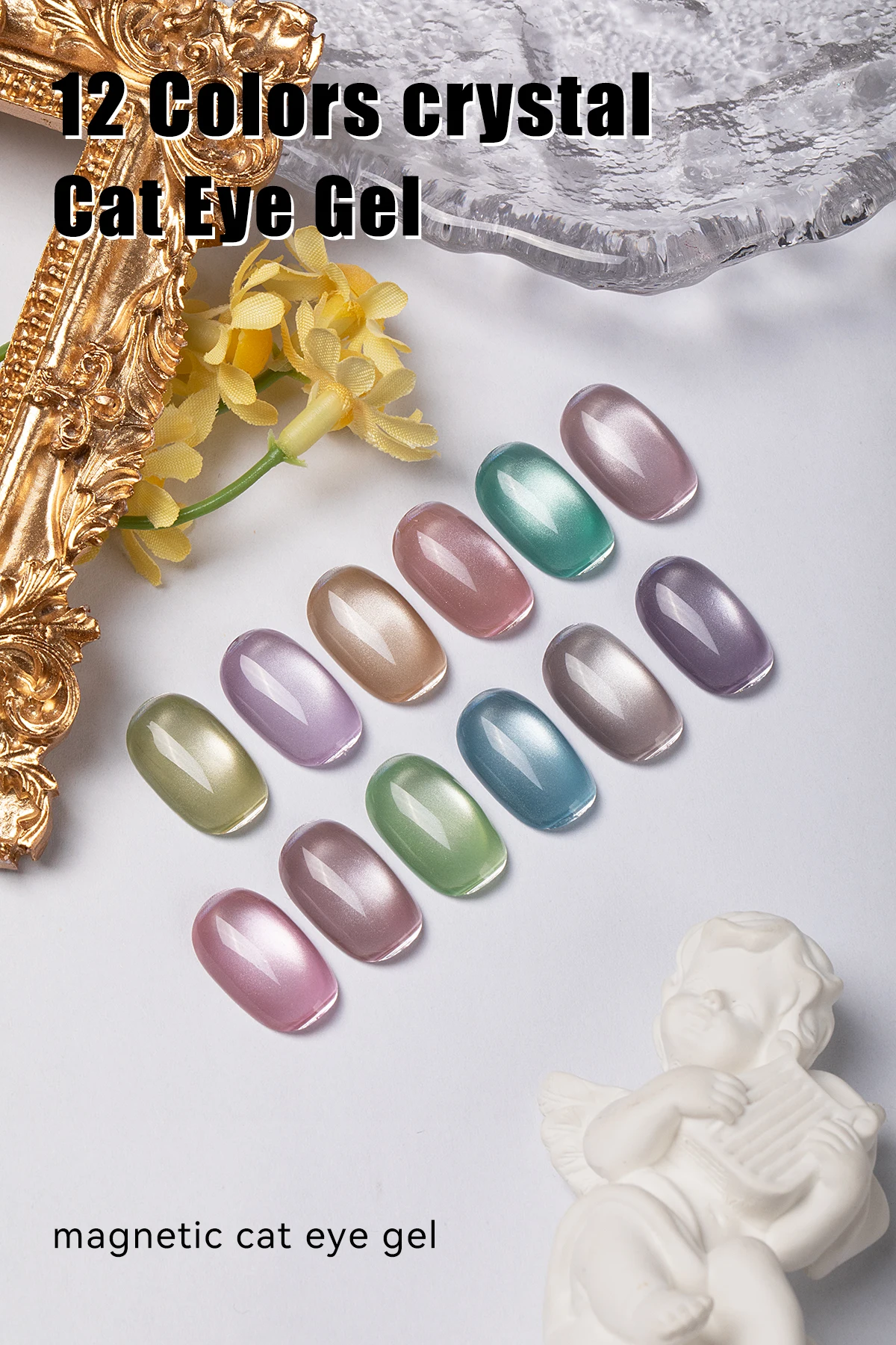 2024 Hot Selling OEM Semi Transparent Water Light Cateye Gel Nail Polish Moonlight Ceramic Cat Eye Gel factory