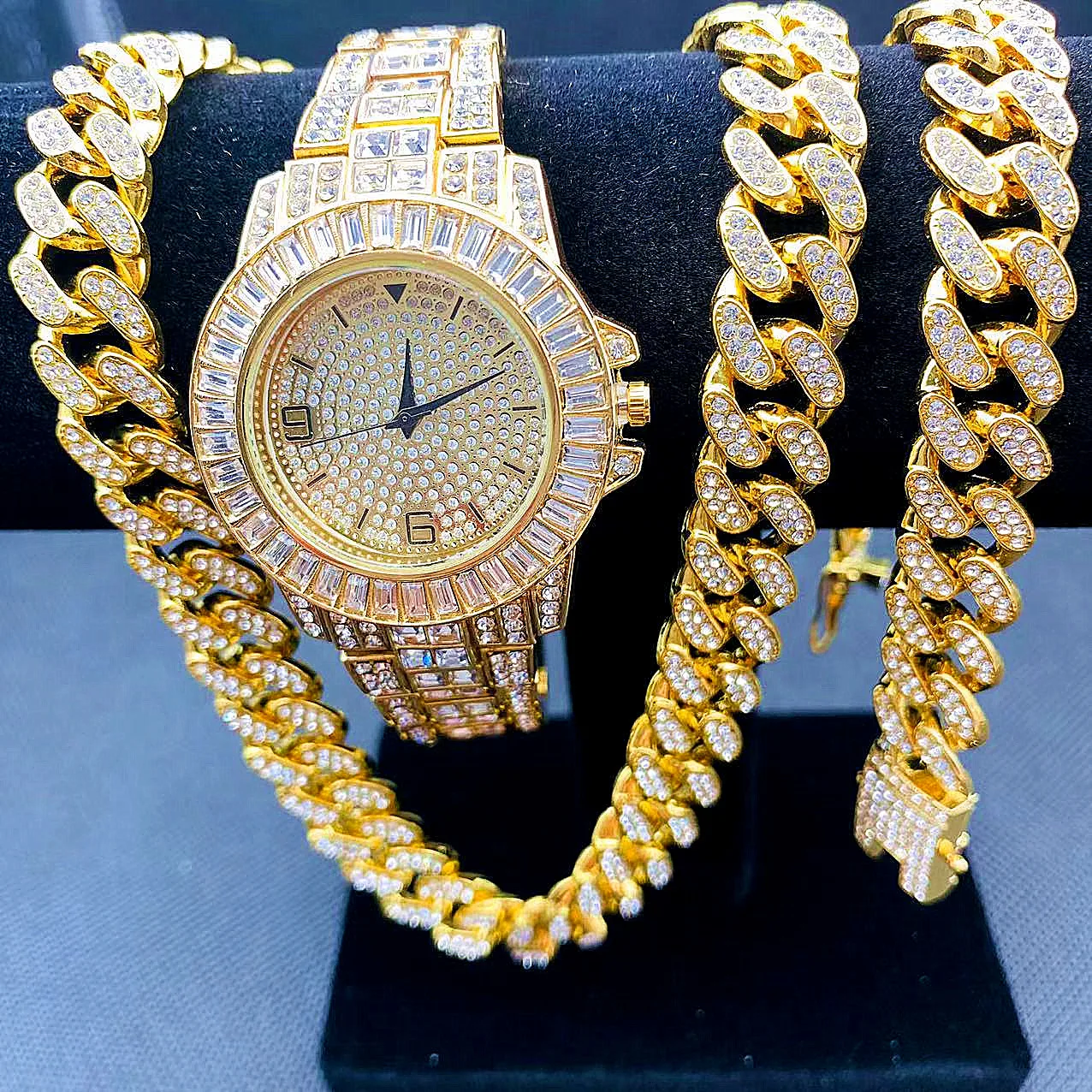 Fully Iced Out Simulated Diamond Bling Mechanical Ap Style Hip Hop Yellow  Gold Finish Men Women Adjustable Size Band Custom Luxury Watch - Etsy |  Skeleton watch, Crystal watches, Wristwatch men