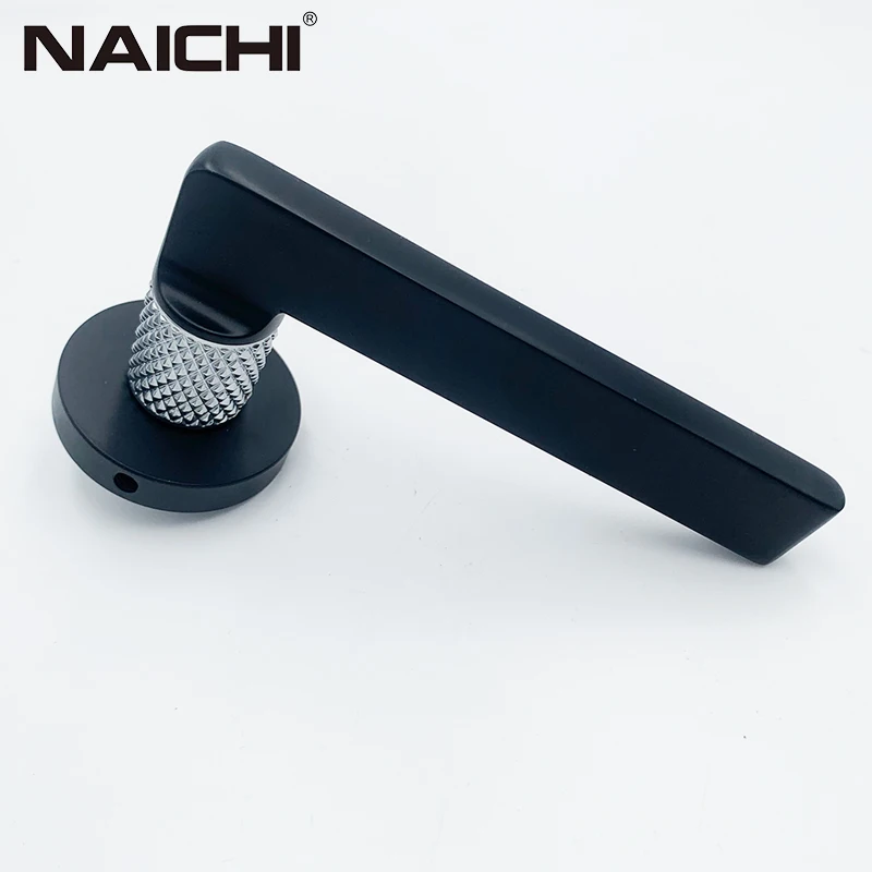 Door Handle Supplier Modern Unique Zinc Alloy Interior Black Chrome