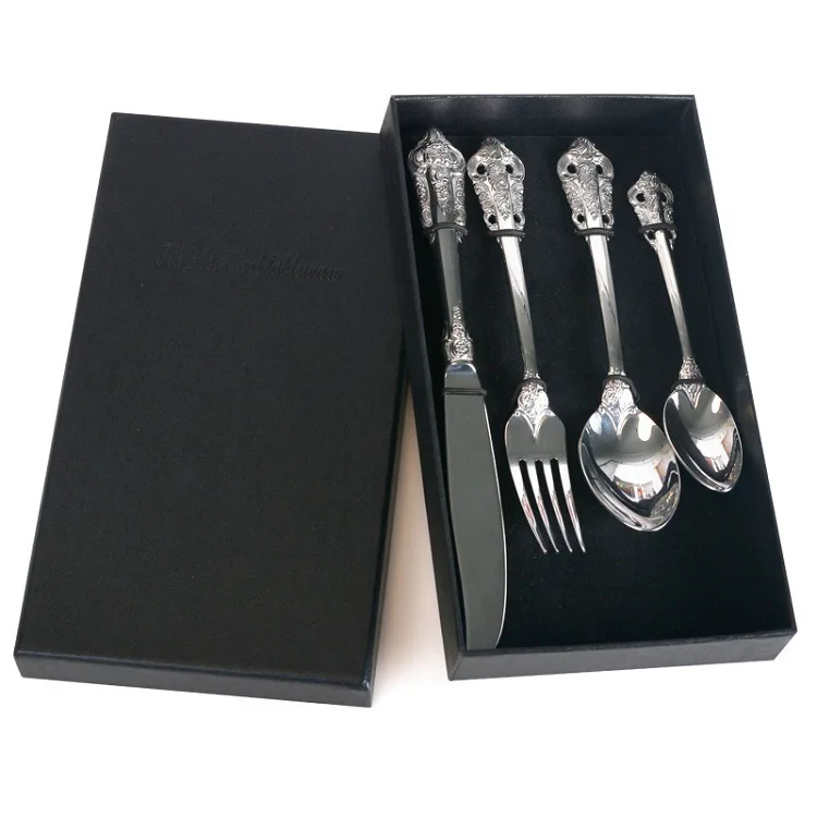 Luxury Royal Gold Plated Restaurant Cutlery 18/8 High End Stainless Steel Metal Golden Black