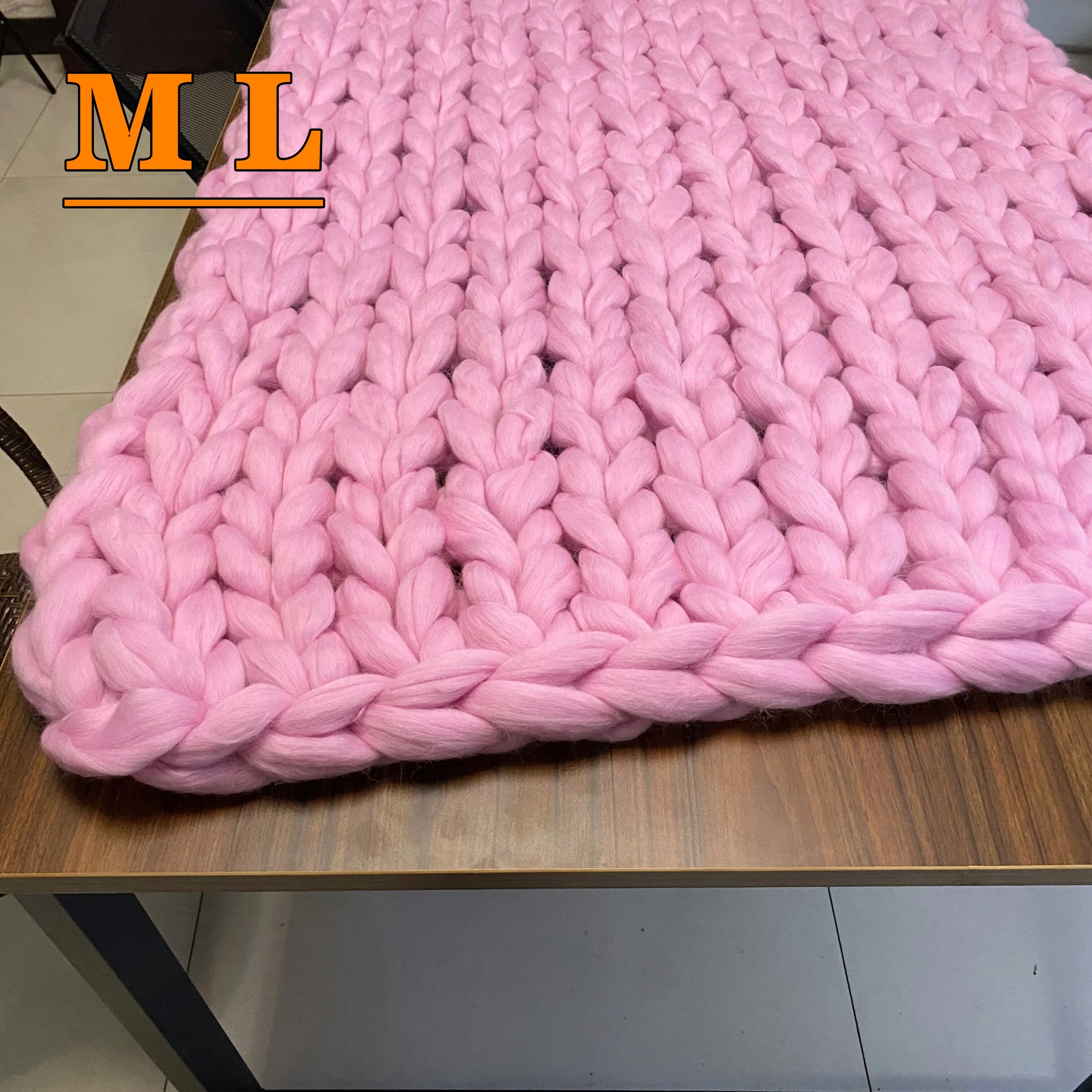 100% Merino Wool Chunky Knit Blanket Super Soft Wool Knit