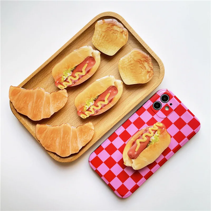 Simulation foods design acrylic phone holder custom your logo CMYK printing mobile phone grips factory