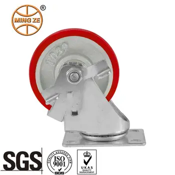 Customized Modern Style 4 Inch Medium Duty PU Cast Iron Center Swivel Caster Wheels for Commercial Equipment Use