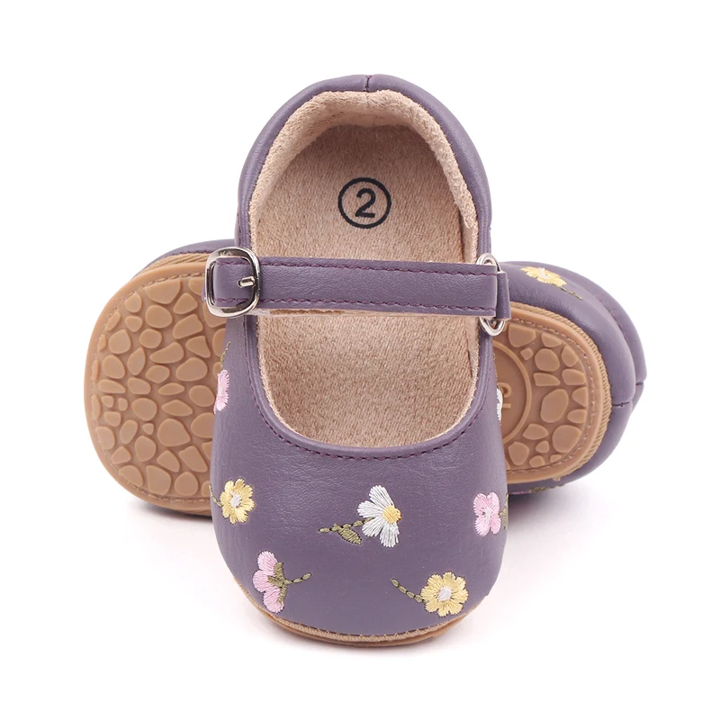Beautiful Flower Embroidery Soft PU Leather Princess Baby Girl Shoes Toddler Shoes for Girls Baby Walking Shoes factory