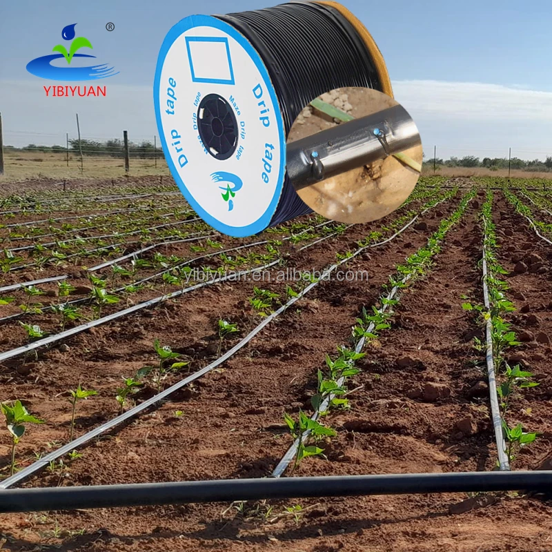 Yibiyuan 16mm Black Plastic Drip Tape Irrigation System 2000m Length 1.38-3.0L/H Flow Rate Quick Coupling for Agriculture