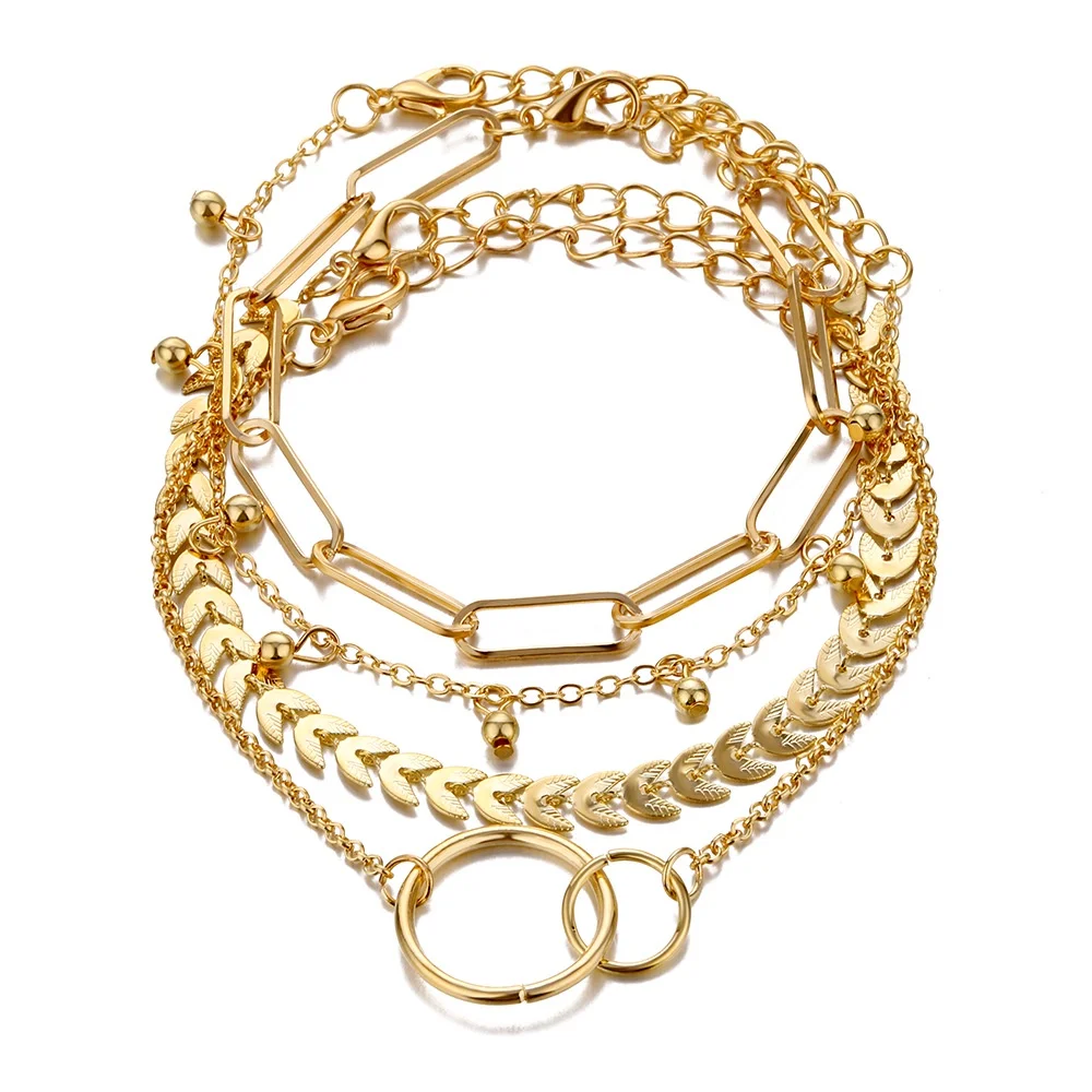 Vintage Simple Multilayer Thick and Thin Chain Various Styles Bracelet for Women Fashion Bracelet Gift Jewelry Accessories