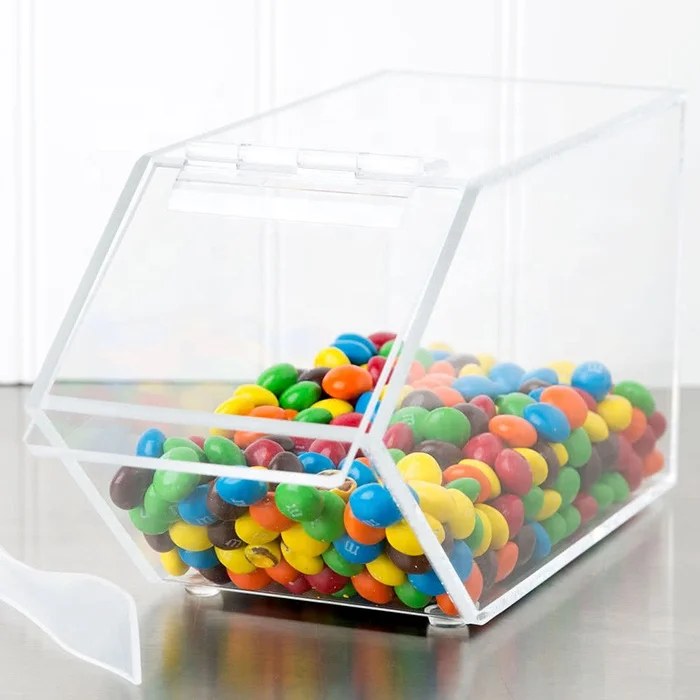 Mini Perspex Sweet Container Box Clear Lucite Candy Dispenser Custom 2 Compartment Acrylic Candy Bin
