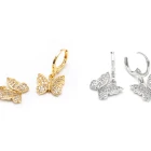 Drop Earrings Earrings Drop Earrings Beautiful Butterflies Cubic Zirconia Brass Drop Butterfly Earrings