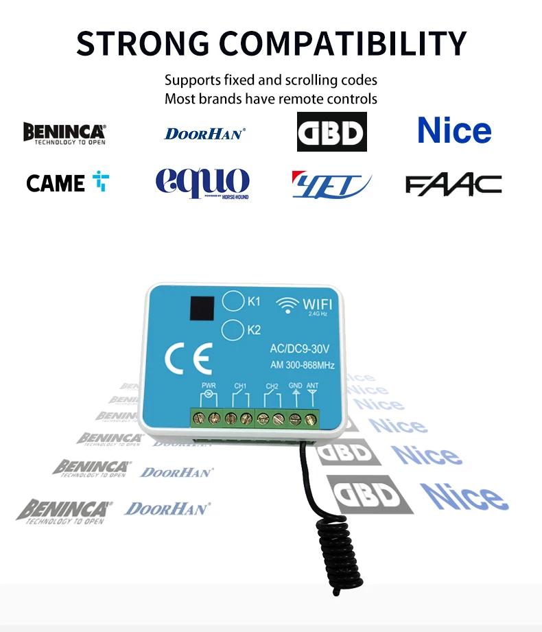 2CH Universal RX Multi WIFI Garage Door Remote Control