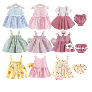 Summer Cute Children Skirt Solid Color Top Two Piece Girl Clothing Set