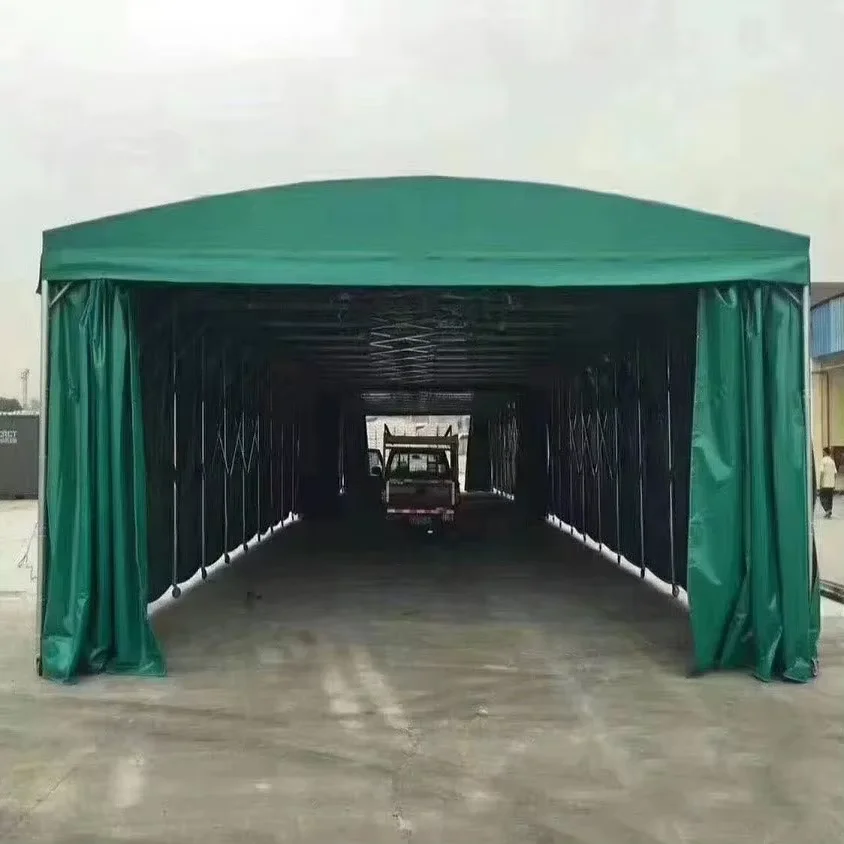 Large Outdoor Rainproof PVC Coated Metal High Quality Nature Industrial Mobile Folding Event Tent Shelter Garage Push-Pull