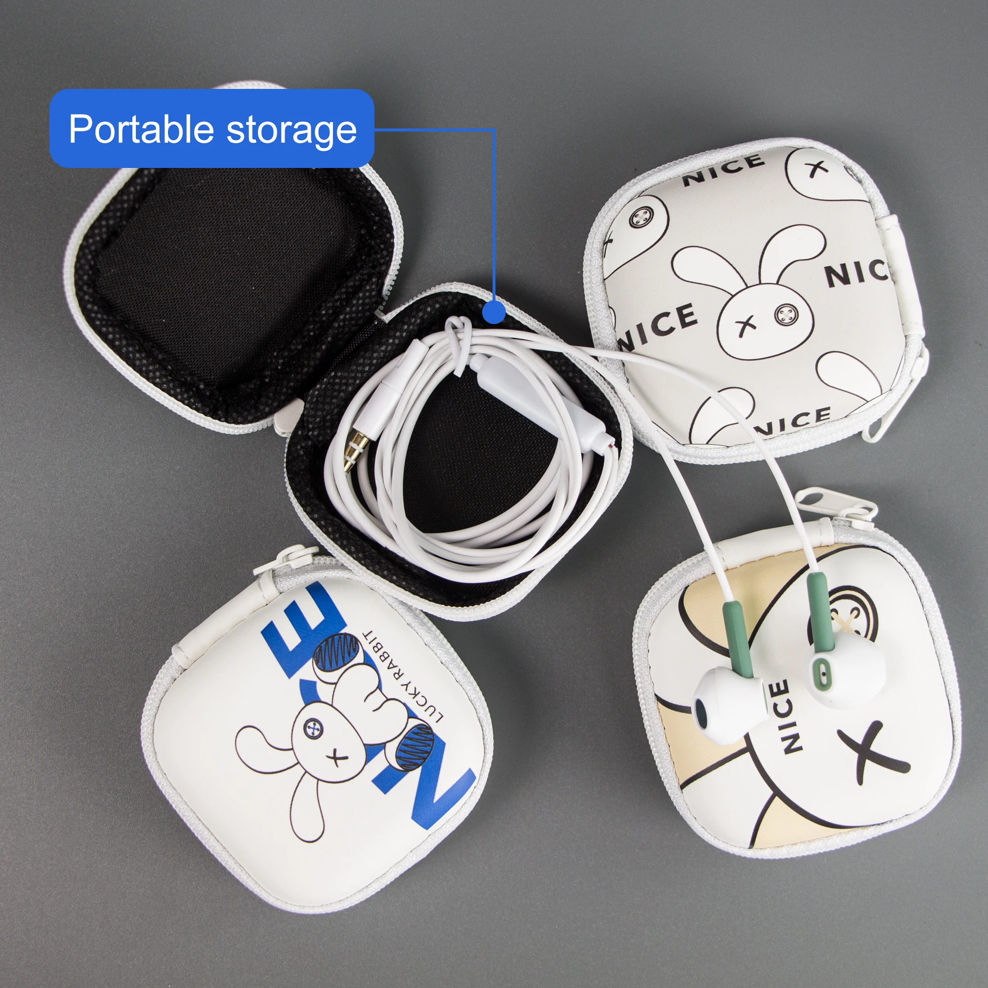 Kiki-437 Wired Headphones - Cute Rabbit Earphones for Android