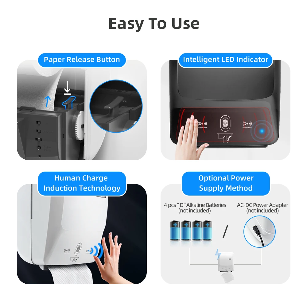 SVAVO Sensor Automatic Hand Roll Tissue Dispenser for Public Toilet Automatic Paper Towel Dispenser