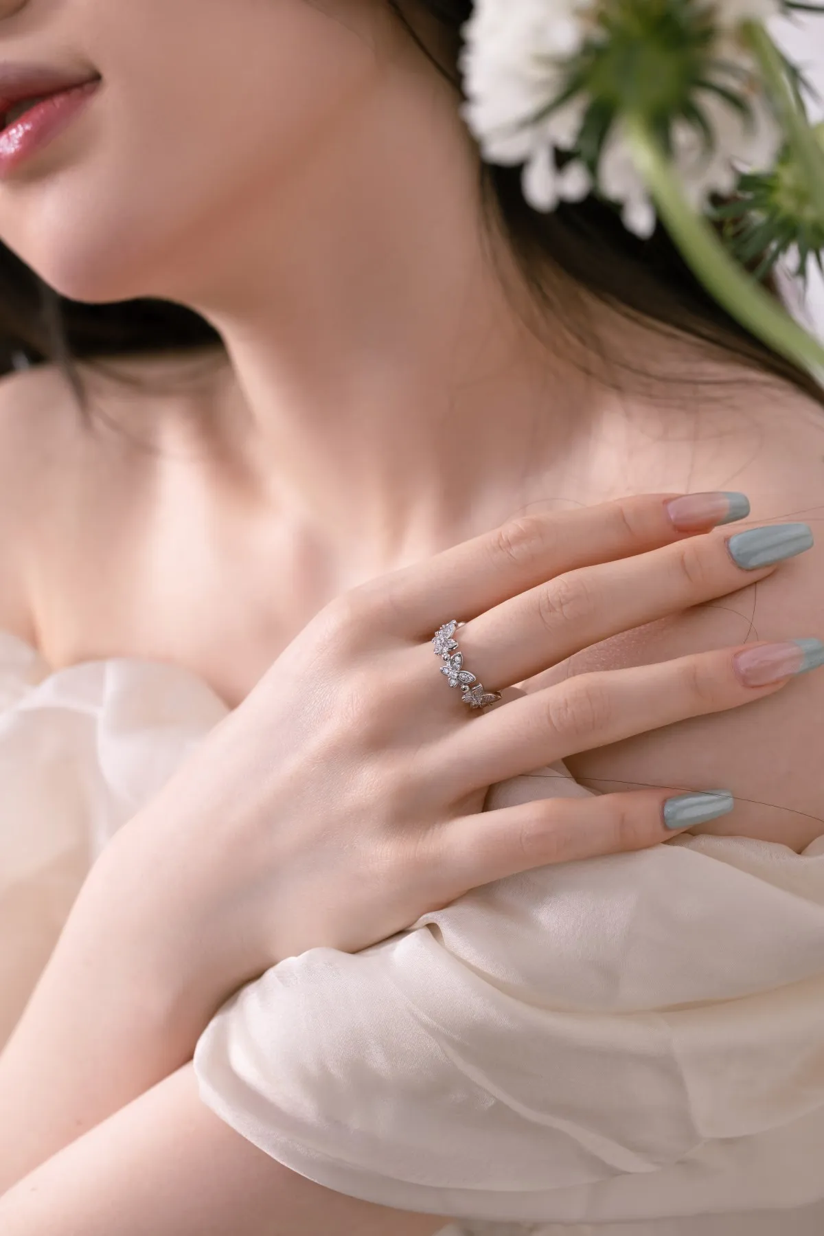 KAKODIY Couple Rings 5A Zircon Butterfly Couple Ring 925 Sterling Silver Bridal Romantic Wedding Ring Girl Gift detail 3