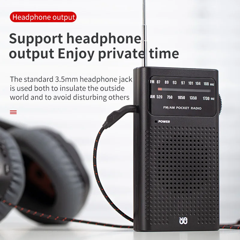 AM/FM Mini Radio Battery Operated Portable Pocket Radio AM FM Transistor Radio Telescopic Antenna with Speaker for Elder