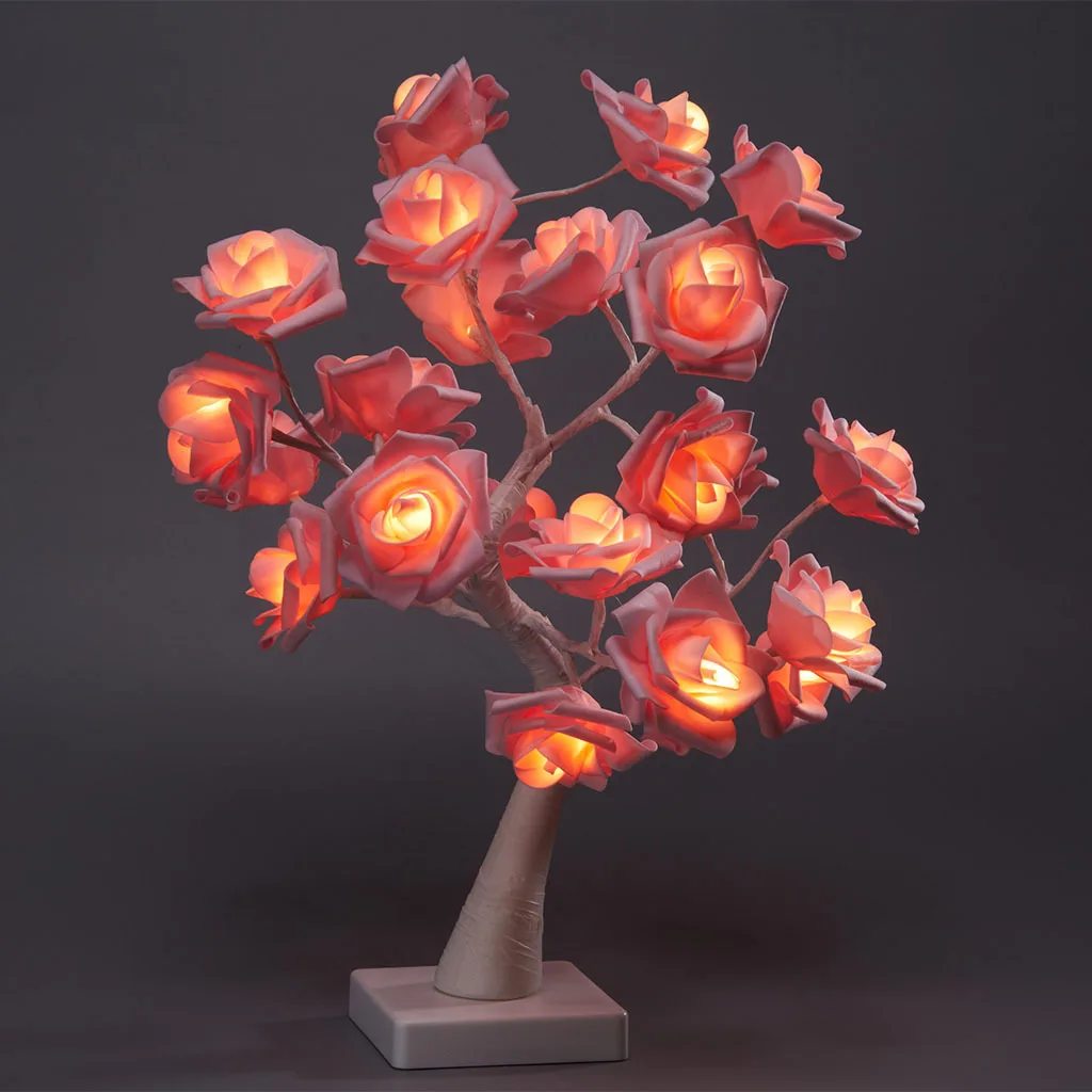 Willow Crafts  Silk Flower Lamp String  Flower Art Night Light USB  Pu Phalaenopsis Tulip Rose  Fiber Optic Lamp  Optical Fiber