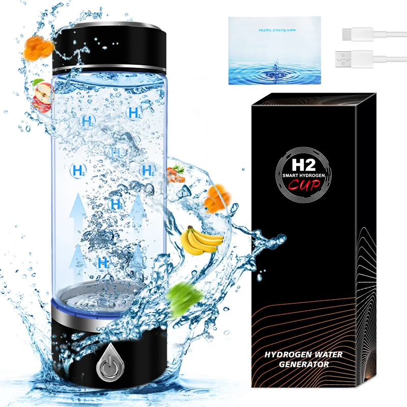 Rechargeable Hydrogen Water Generator Portable Hydrogen Water Ionizer Machine Hydrogen Water Bottle for Home Office Travel