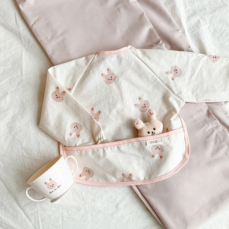 Lengan Panjang Weaning Smock Bib Penutup Penuh Dpt Dipakai Dicetak Bayi Oto Kemeja Celemek Tahan Air Bayi Oto