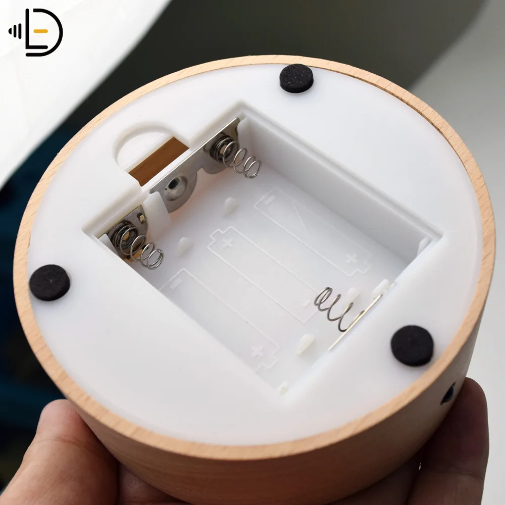 7 Color Changing RGB Round Wood Lamp Base for 3D Acrylic Visual LED Night Light USB AAA Battery Power