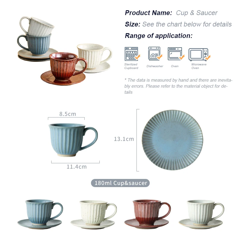 product fenn japanese vintage 180ml high quality white red blue unique mug set 8 pieces ceramic coffee cup and saucer sets custom logo-56