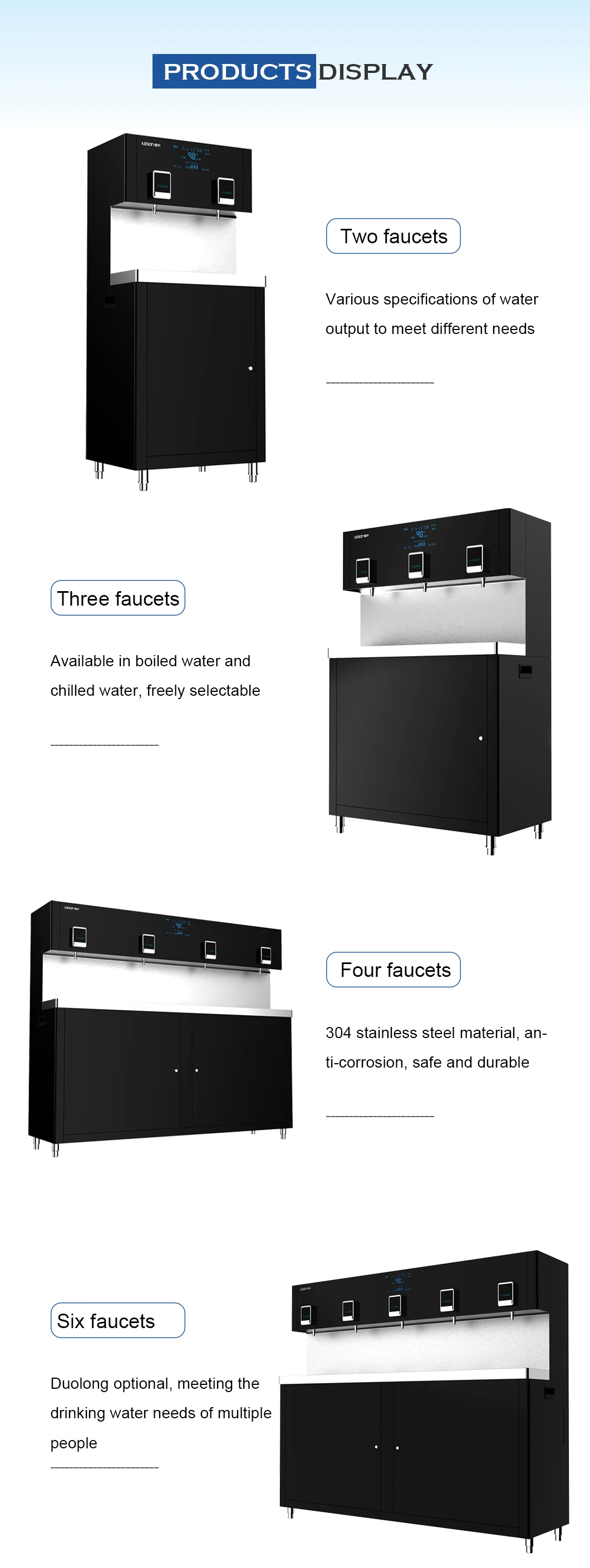 304 stainless steel Hot And Cold Commercial Water Cooler IC Card  water dispenser with RO system factory