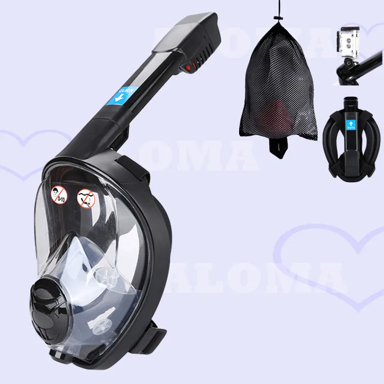 aloma terpisah di panorama 180 view dry top free diving berenang snorkeling full face snorkel mask