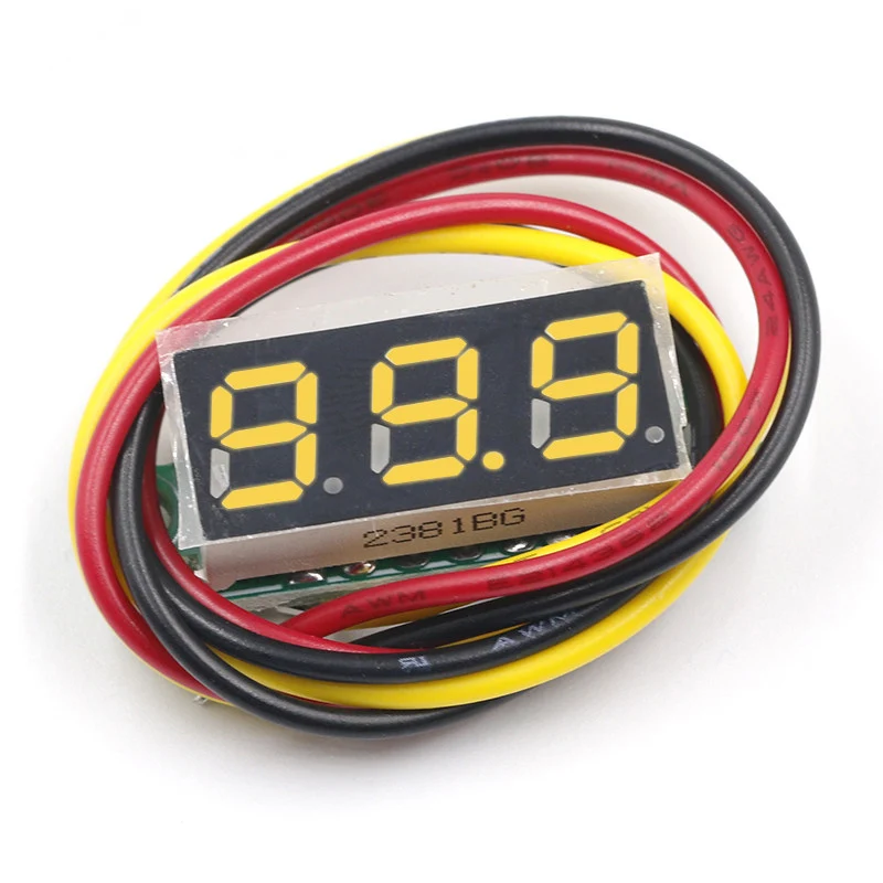 DC 0-100V 3 Wires Mini Gauge Voltage Meter Working Voltmeter LED Display Yellow 
