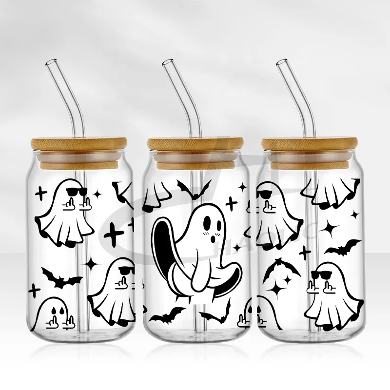 Factoroy Custom Transfer Printing UV DTF Cup Wraps Transfers For 16oz Libbey Glass Beer Cans 24oz 20oz 16oz Cold Cup Wraps