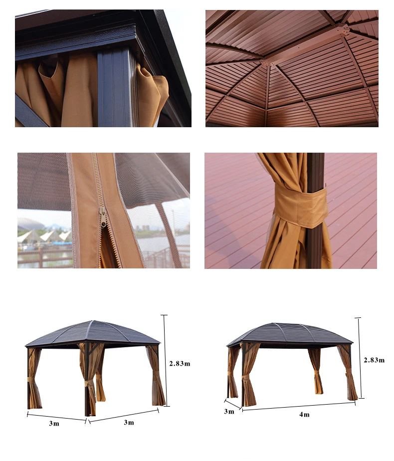 Outdoor Gazebo Rain Proof Sun Shelter Courtyard Open Garden Aluminum