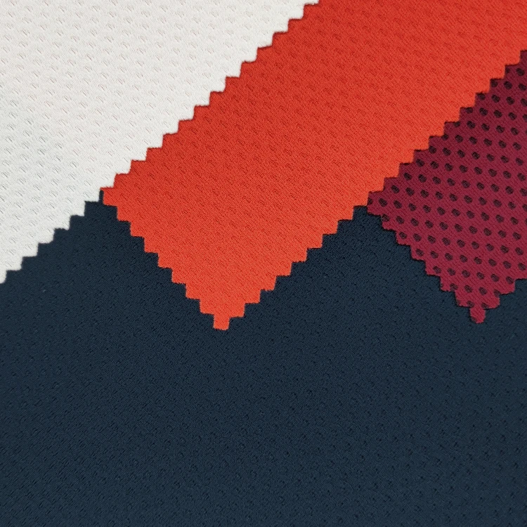 Solid Knitted Birds Eye Material Polyester Fabric , Breathable 100% Polyester Eyelet Fabric for Sportswear/ manufacture