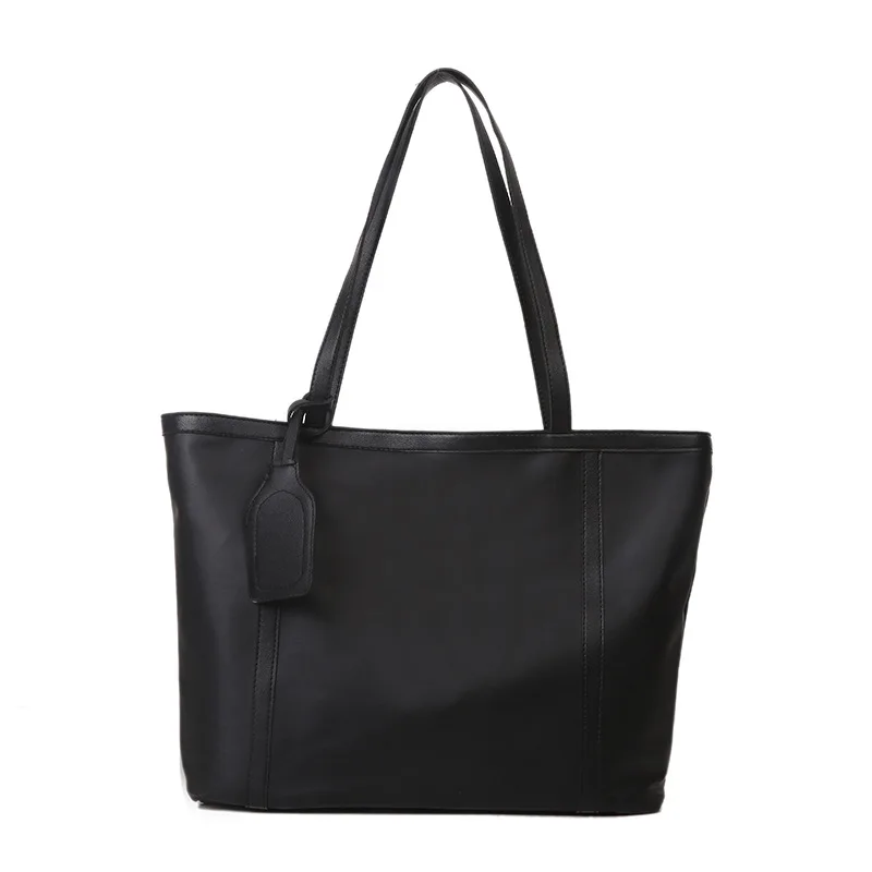 High Quality Black Full Grain Leather Branded Ladies Purse Shoulder