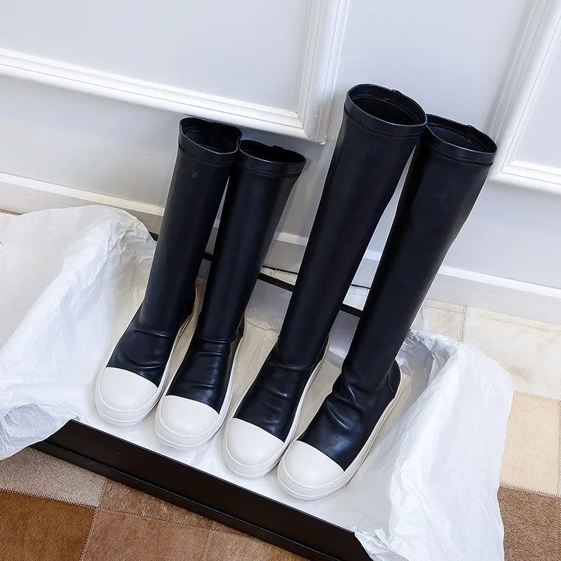 thick soled knee high boots