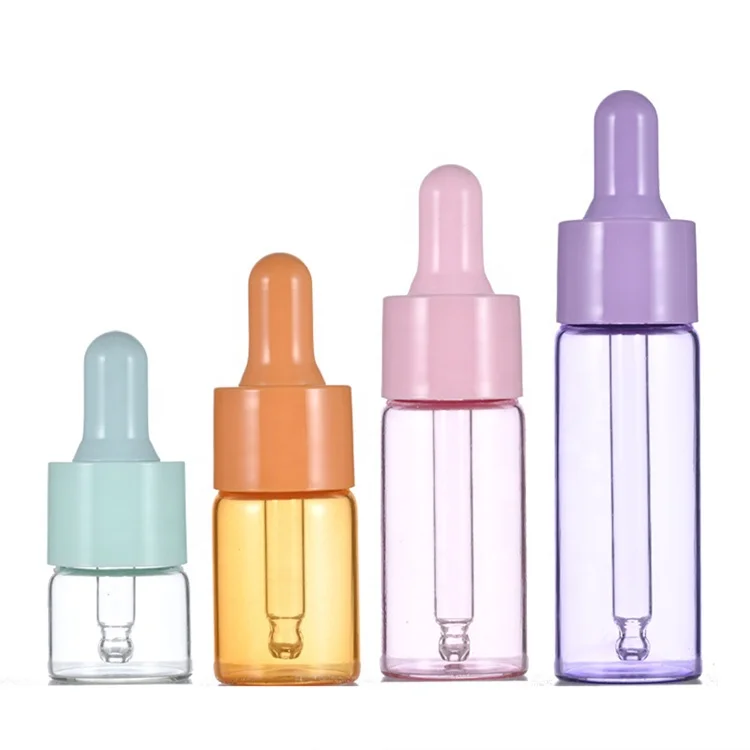 NEW 5ml 10ml 15ml 20ml Serum Cosmetic Packaging Transparent Flat Shoulder Empty Repair Essential Oil Glass Dropper Bottle