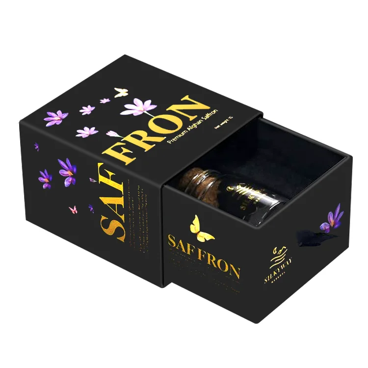 Custom Cardboard Paper Spice Gift Box Safran Saffron Packing Box Bottle