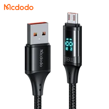 Mcdodo 107 1.2m QC4.0 QC3.0 Micro USB Fast Charging Digital Display Cable 3A Nylon Metal With Braid Shield for Multifunction Use