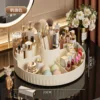 Cream-colored rotating makeup storage box
