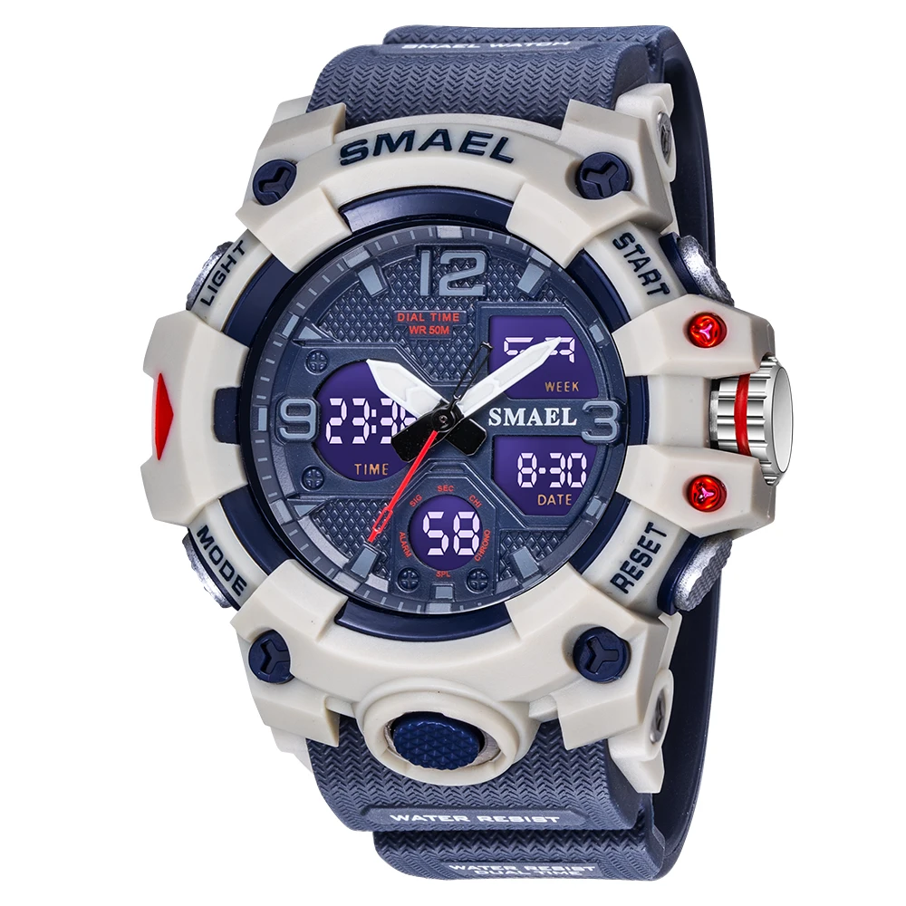 SMAEL 8008 Watch Men New Style Digital Waterproof Sports Watches Men's  Shock Analog Dual Display watch| Alibaba.com