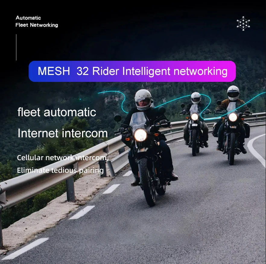 Motorcycle Helmet bluetooth Intercom With 32 Rider MESH Function T12 PRO