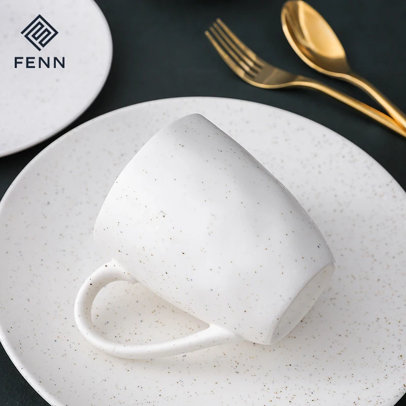 product fenn factory wholesale elegant wedding party used white matt mug speckled sesame glazed porcelain cup mugs custom ceramic mug-61