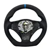 with hole+Black Alcantara+Blue stitching